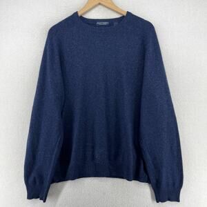 GRANT THOMAS Sweater XL Two Ply Pure Cashmere Jumper Pullover Blue